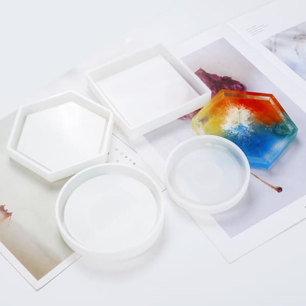 Coaster Resin Silikone Cup Mat Pad Mold Hexagon