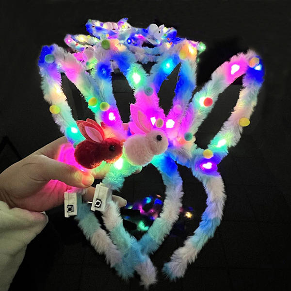 1 STK New Plush Glow Glow Ball Hårbånd Party Plysj Glow Headwe A