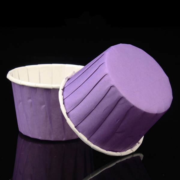 50 kpl Home Muffin Cupcake Liner Cake Rasvankestävät Paperikääreet Purple