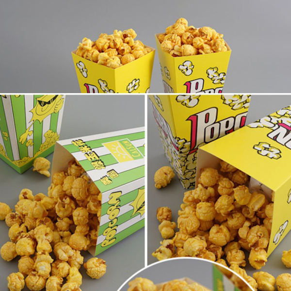 10 stk papir popcornposer røde og hvite filmkvelds popcornbokser 3