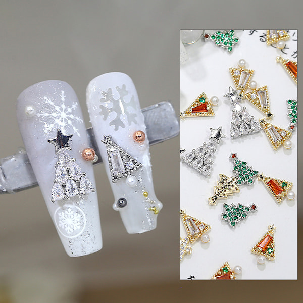1 stk Glitter Full Zirkon Juletre Perler Diamanter Legering Nai A3