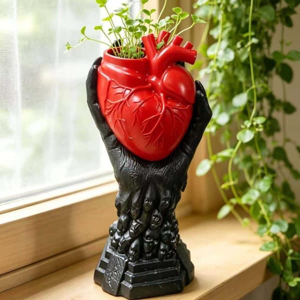 Gotisk Anatomisk Hjärta Harts Vas Unik Skalle Bas Perfekt För A8