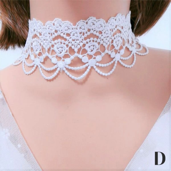 Vintag Classic Gothic Lace Choker For Damer Black Crystal Pend D