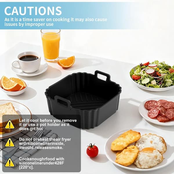 Silikon Air Fryer Bakform Bricka Foder Återanvändbar Non-stick Gray