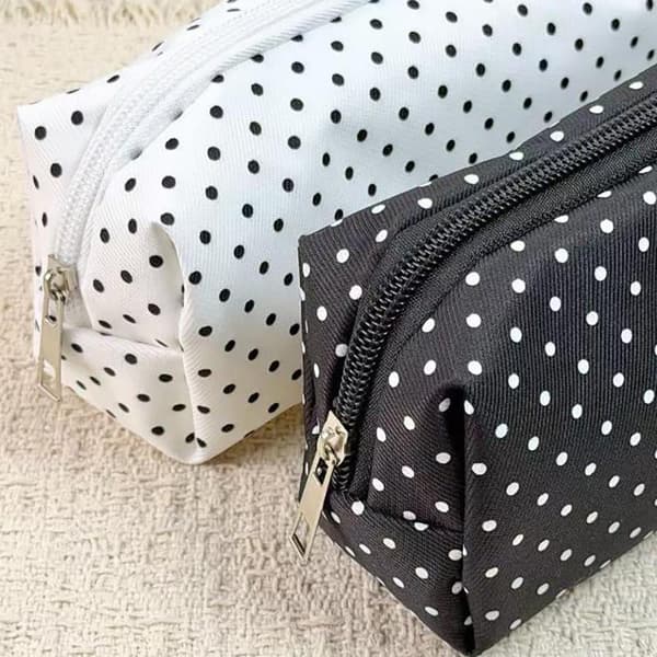 Prickig pennfodralset Stor kapacitet Canvas Dragkedja Pennficka White