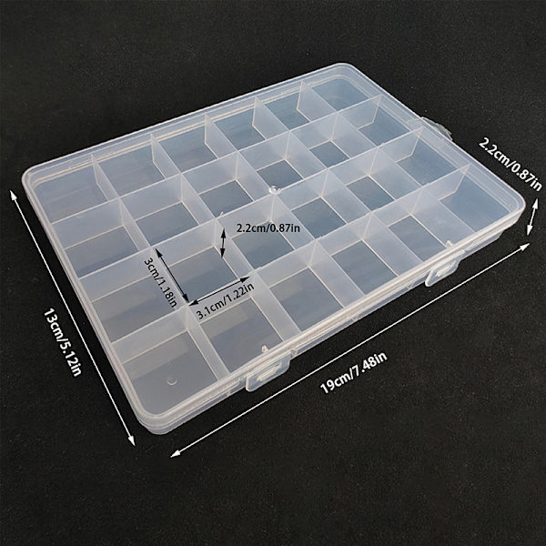 24Grids Plast Oppbevaring Smykkeskrin Rommet Justerbar