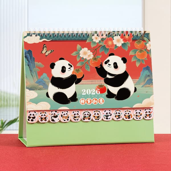 Stil 2026 Hest Panda Bordkalender Spiralindbinding Hesteår C A6