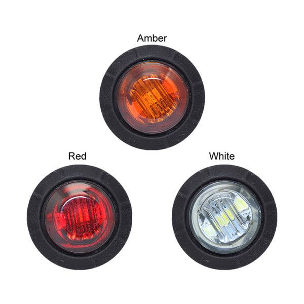 1 stk 12V 24V 3LED 3/4" runde trailersidemarkeringslys Gul W Red