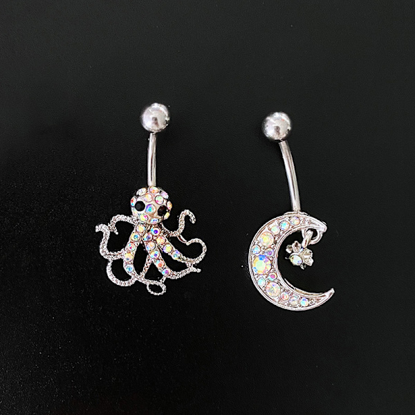 Zircon Starmoon Octopus Mave Navle Piercinger Sexet Mave Ring B A1