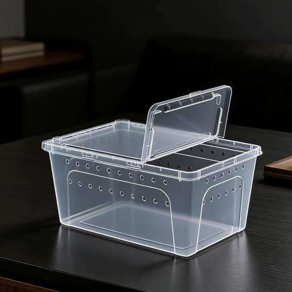 Klar Plast Reptil Terrarium Ventilerad Uppfödningslåda För Ödlor A4