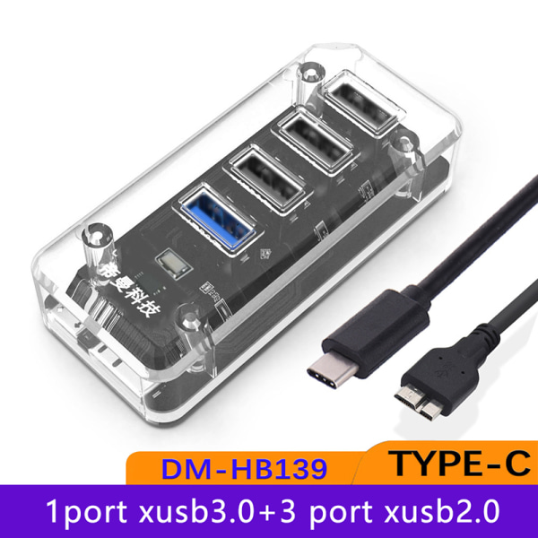 Multi 4 Port USB 3.0 Hub Splitter 5 Gbps USB A Type C Slot Docki A4