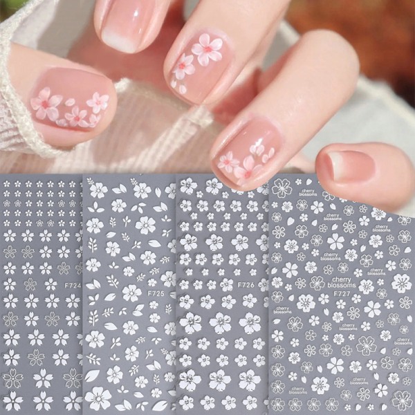 Fashion Cherry Blossom Nail Art Sticker 3D Blommor Manikyr Dec A10