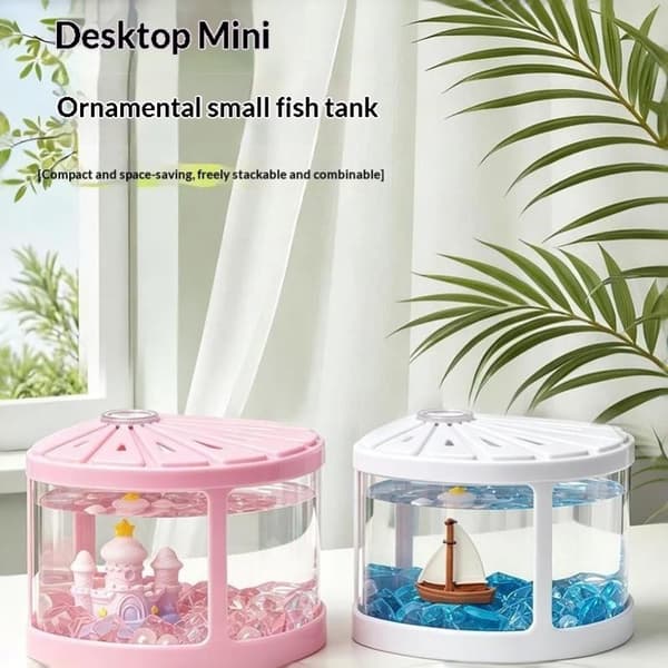 1 stk. lille Betta-akvarium i plast, gennemsigtigt miniakvarium A2