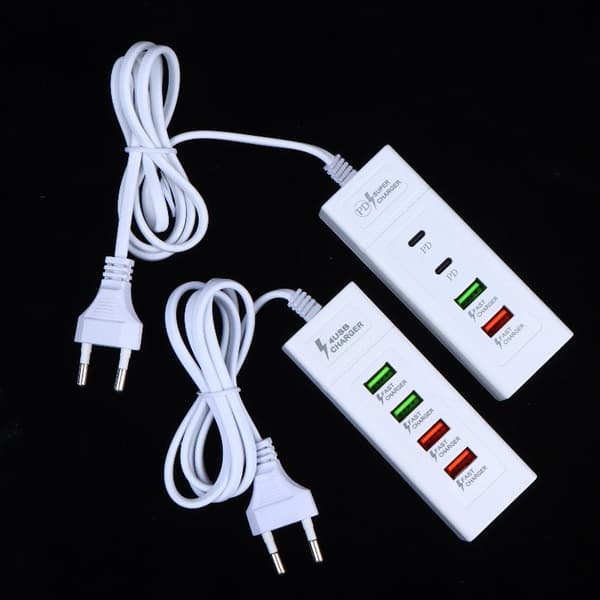 1 stk USB C-lader strømskinne med flere porter for rask lading 4USB EU