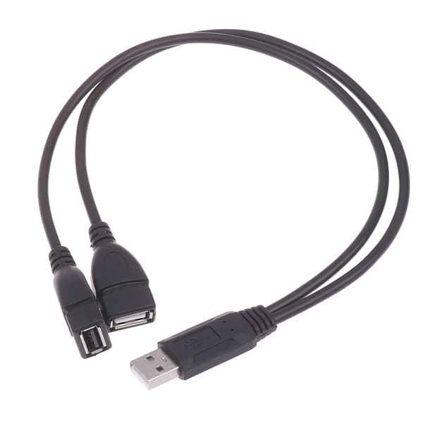 USB-kabeldeler Telefonlader Strømadapterkabel 2 porter 1 M Black