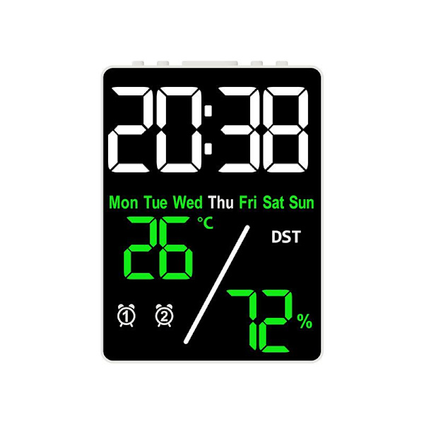 Digital väckarklocka TEMP Luftfuktighet Datum Vecka Display 2 Larm Snooze A8