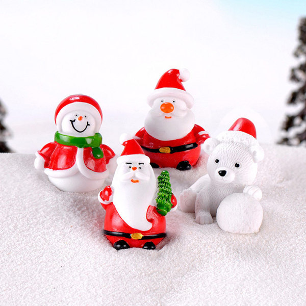 Jultomten Snögubbe DIY miniatyrfigur Xmas Garden Decor Mi B