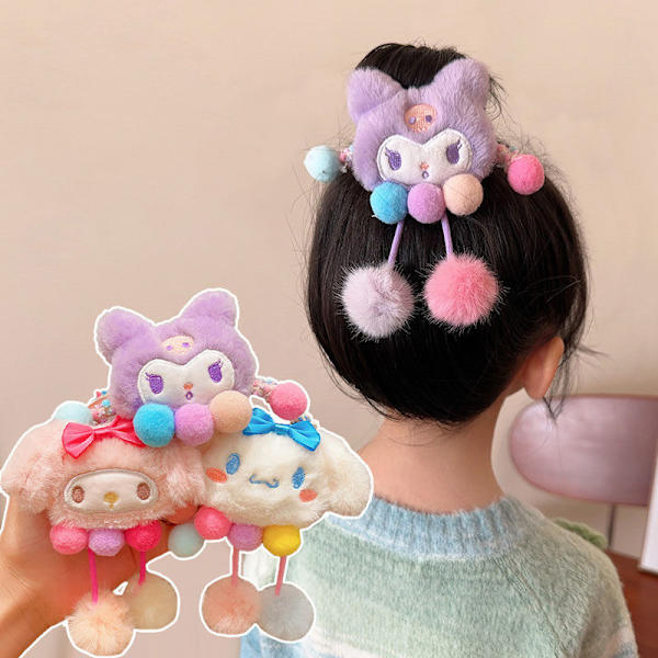 Barn e Plysch elastiska hårband Tecknade hårband Scrunchie A1