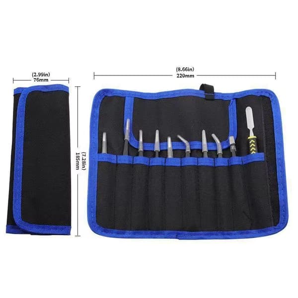 10 stk. antistatisk elektrostatisk pincetsæt i rustfrit stål Mai A3