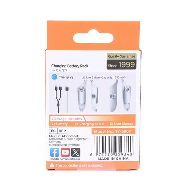 TY-5807 VR-kontrollbatteripaket höger vänster uppladdningsbart batteri