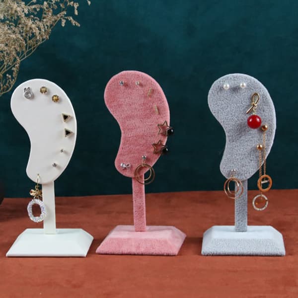 Mode øreringe Display Stand Øreformet Øre Clip Stud smykker Pink