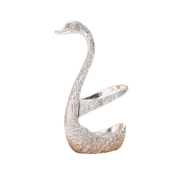 7 Stk Swan Frukt Base Holder Gafler Sett Stål Salat Dessert gafler Gold