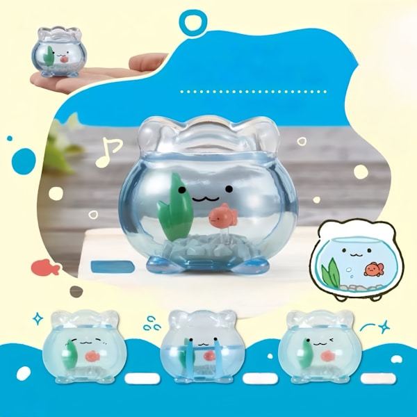 1 st Mini Transparent Guldfisktank Jun Expression Blind Box Mi