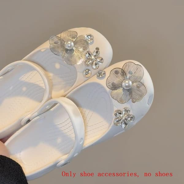 Mode Blomst Perle Rhinestone Sko Charms Aftagelig Dekoration