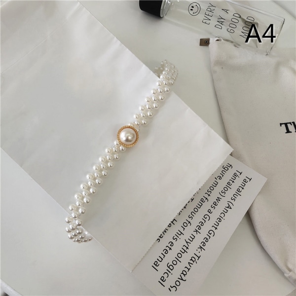 Stort perlemidjekjede for kvinner elastisk belte med diamantdekor A4