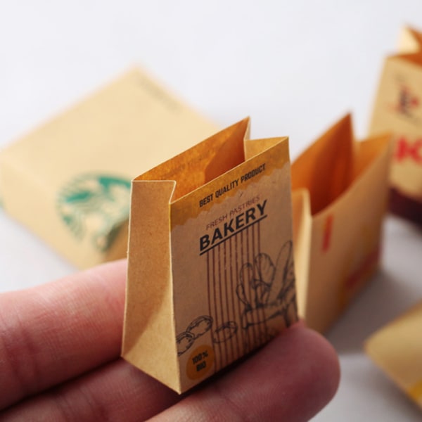 5 stk Dukkehus Simulering Miniature Hamburger kaffe Fries Pakke C