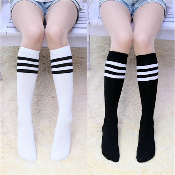 Dame Knæhøje 3 Line Solid Socks Dame Fodbold Stribet Cot P2