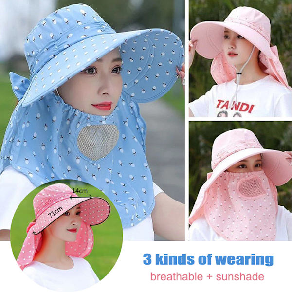 Solhatt Kvinnlig Sommarhatt Cover Ansikte Andningsbar Solhatt Helmatta Gray