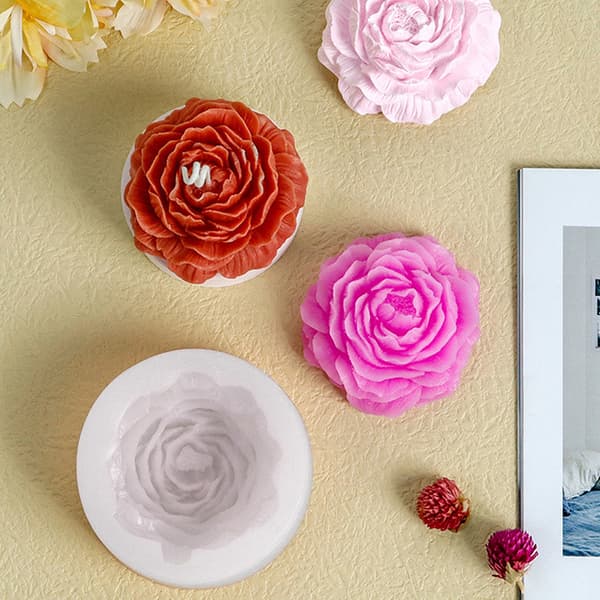 DIY Stor Pion Blomsterlys Silikoneform Lysfremstilling Håndværk