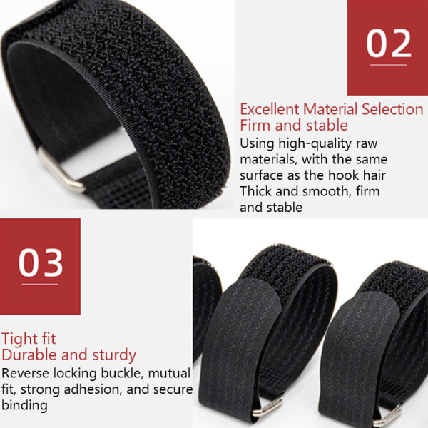 Velcro Tie Spenning Nylon Reverse Buckle Tie Wire Selvklebende black 20mm*300mm