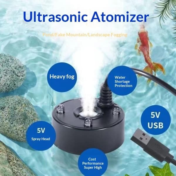 5V USB Mist Maker Fogger Nebulizer Vattenfontän Akvarium Damm A1