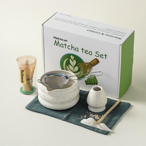 Bambu Matcha Vispiläsetti Matcha Vispilä Vispilänpidike Perinteinen T White 7Pcs