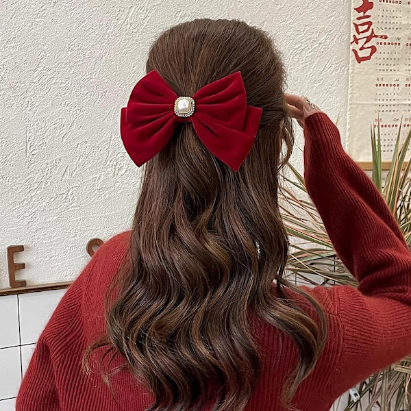 Big Bow Hiusneulat Iso rusetti Retro Yksiväriset Laadukkaat hiukset Red