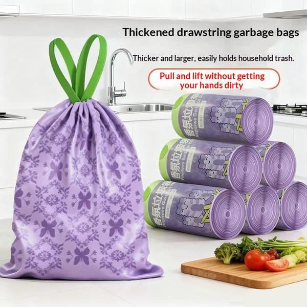 50 stk. store søppelposer med snøring og håndtak, lavendelduft A2 50pcs