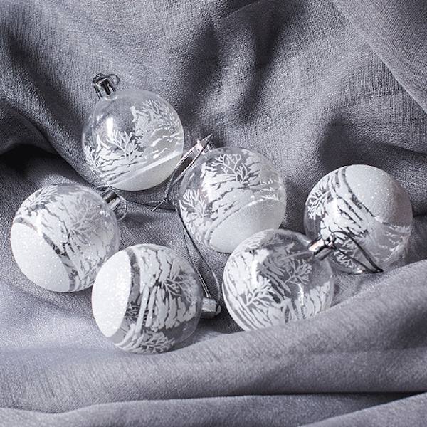 6st Transparent Snow Christmas Balls Hängsmycken för jul Tr