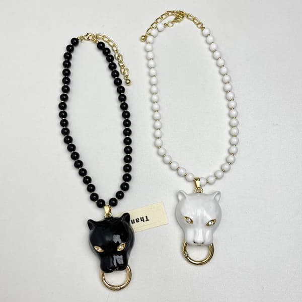Överdriven Retro Emalj Leopard Hänge Halsband Lång Pärlad C A4