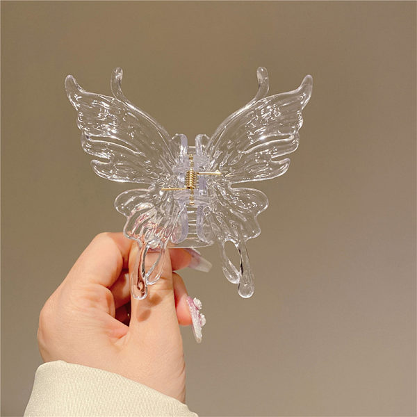 Mote Butterfly Hårklemme Bakhodet Hårnål Shark Clip Kvinner Clear