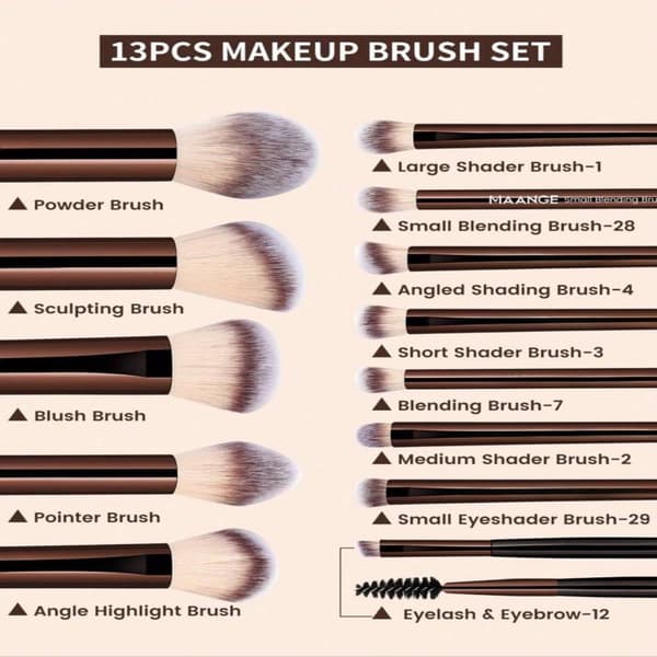 13PCS Sminkborstset Foundation Concealer Puder Ögonskugga Bl A1