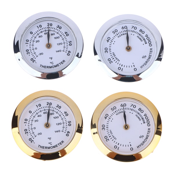 Direct Pin Embedded 37mm Pointer Mini Termometer Hygrometer Fo Thermometer Gold