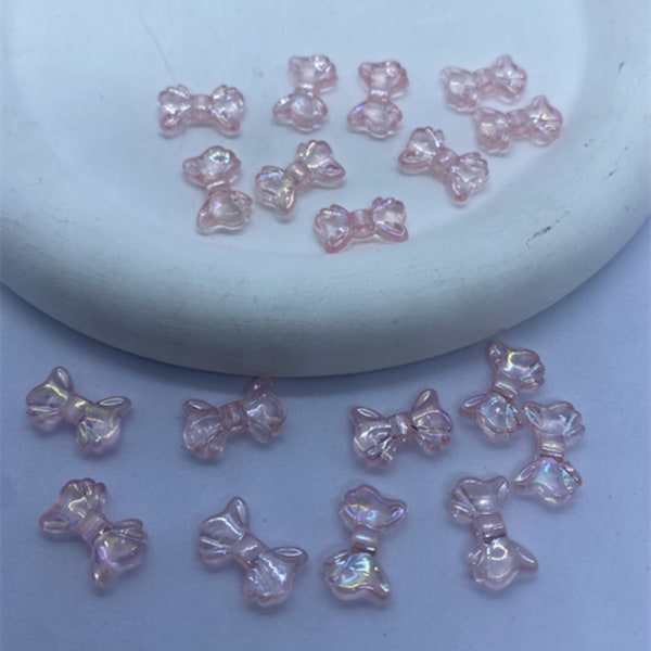 20 stk/pose skinnende sløyfe perler smykker Mobiltelefonkjedefremstilling Light pink