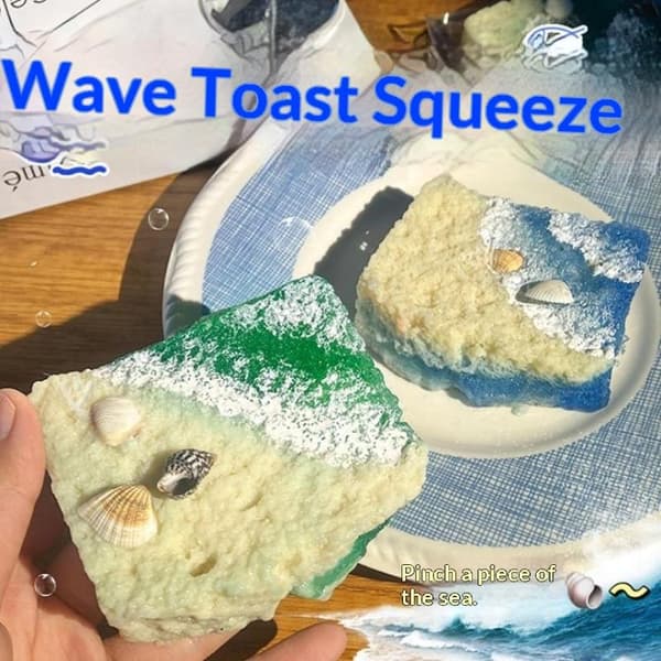 Ocean Wave Toast Mjuk Långsamt Stigande Realistiska Skal Leksaker Blue