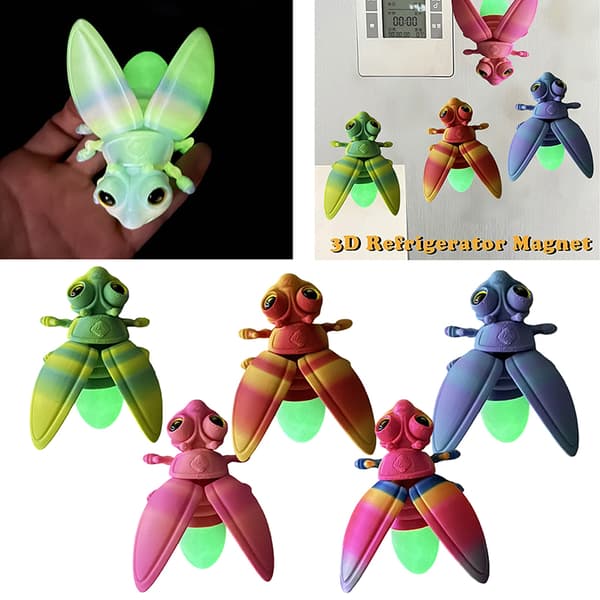 3D-Printade Självlysande Eldflugefigurer Kylskåpsmagneter A2