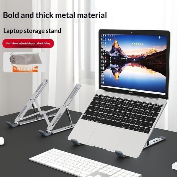 Laptopstativ Metallmateriale Sammenleggbart Bærbart Laptop Høyde L Black