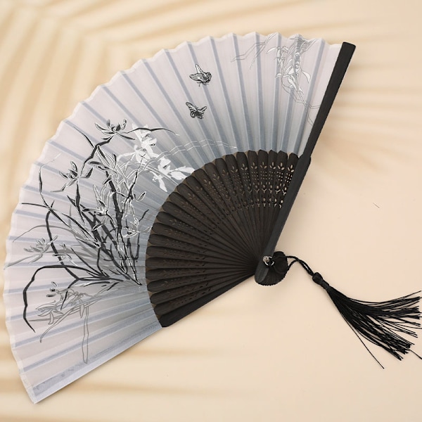 Folding Fan Wooden Shank Klassisk Danse Fan Høy Kvalitet Tass B