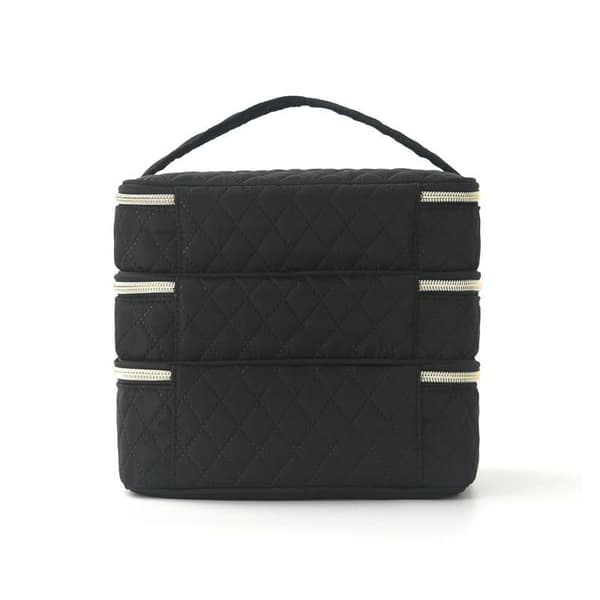 Tre-lags makeuptaske Stor kapacitet toilettaske Bærbar Tra Golden thread black