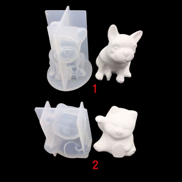 3D Bulldog Kristalli Epoksihartsi Mold Lucky Cat Koru Kaulakoru A